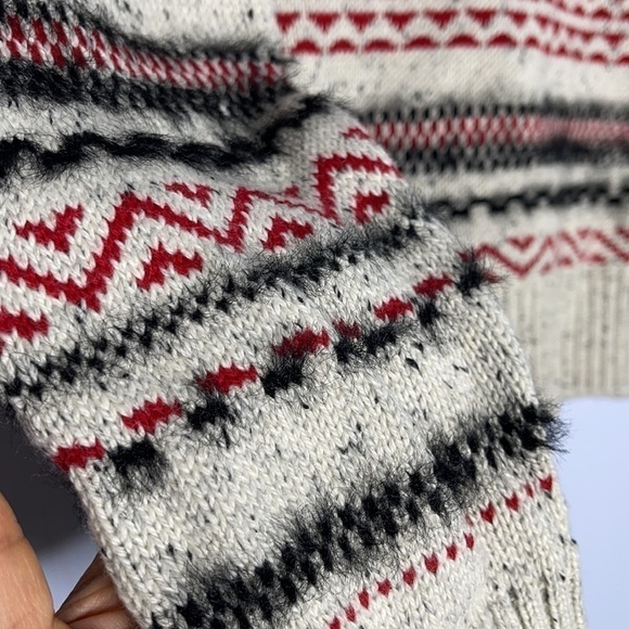 Nwot Lucky Brand Beige Fair Isle Cotton Wool blend Sweater - Picture 4 of 6